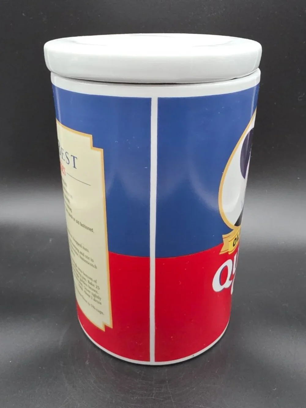 Quaker Oats Porcelain Cookie Jar Vintage Old Stock